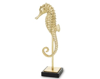 Gold Seahorse Sculpture Decor 12" inch, Seahorse Figurine, Seahorse Statue, Living Room Decor, Animal Sculptures, Seahorse Figure Decor Gift