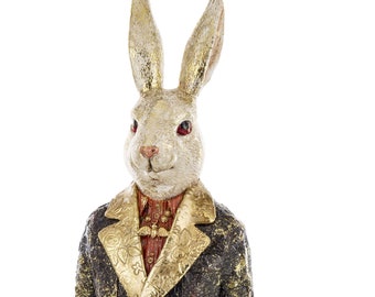 Figurine buste de lapin, Alice au pays des merveilles, ornement de lapin, décoration de lapin, lapin, lapin de Pâques, statue de lapin d'intérieur, déco maison