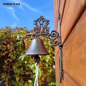 Vintage doorbell for home, Welcome rustic solid cast iron bell, Hanging Doorbell, Handmade garden deco Iron bell, Door mounted, Wall mounted