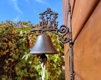 Vintage doorbell for home, Welcome rustic solid cast iron bell, Hanging Doorbell, Handmade garden deco Iron bell, Door mounted, Wall mounted