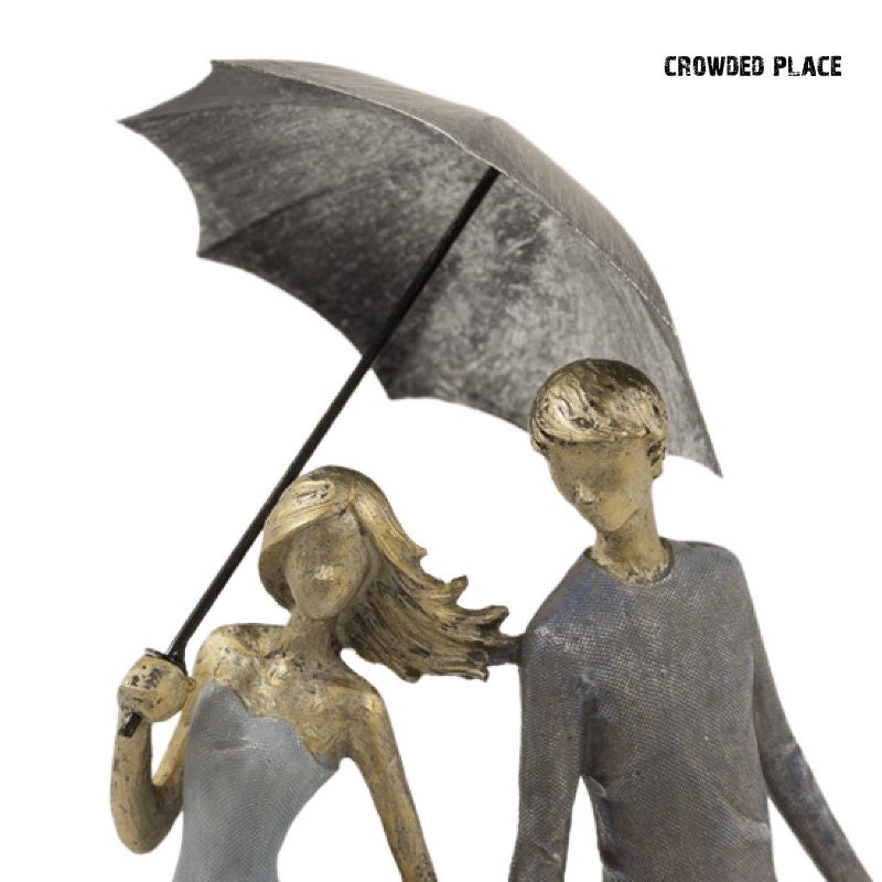 Loving couple under umbrella, Handmade sculpture, Wedding figurines, Romantic couple figure, Gifts for couples, Decor gift item, Table decor