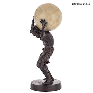 16&quot; Greek God Atlas Statue, Black Sculpture Figurine, Gold Atlas Titan Statue, Cold Cast Resin Decor, Gold Man with Globe Home Decor Gift