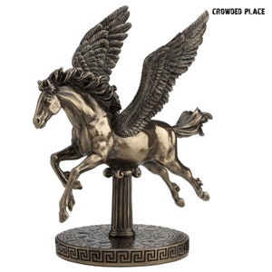 Decorative Resin and Bronze Pegasus Figurine, Pegasus Statue, Elegant Horse Decor, Vintage Office Desk Decor, Winged Horse, Greek Mythology