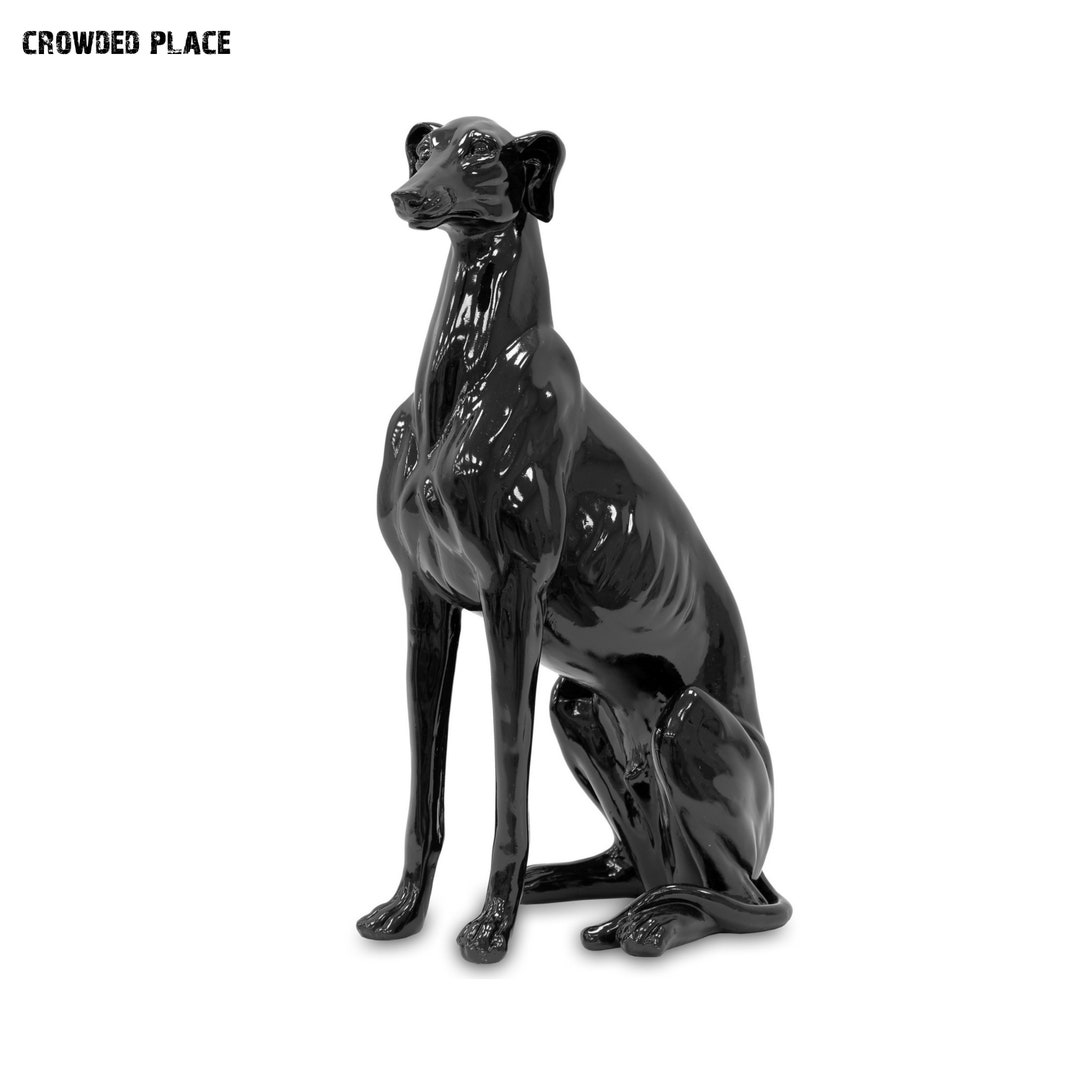 Black Dog Statue, Unique Greyhound Decor, Handmade Dog Sculpture, High