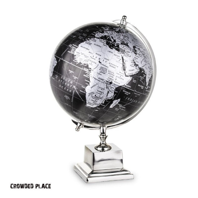 Globo Terrestre Político Negro BRUBAKER 7.5″ – Gira Sobre Su Eje – Decoración De Oficina Y Estudio Elegante