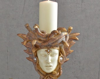 Grand Bougeoir Chandelier Gorgone Méduse – Sculpture Palazzo INT 46cm Pour Déco
