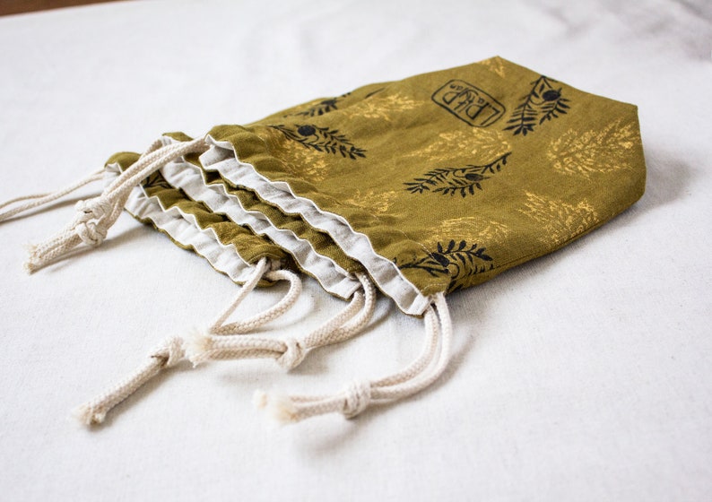 Drawstring pouch pack/ Handprinted linen produce bag set/ Etsy