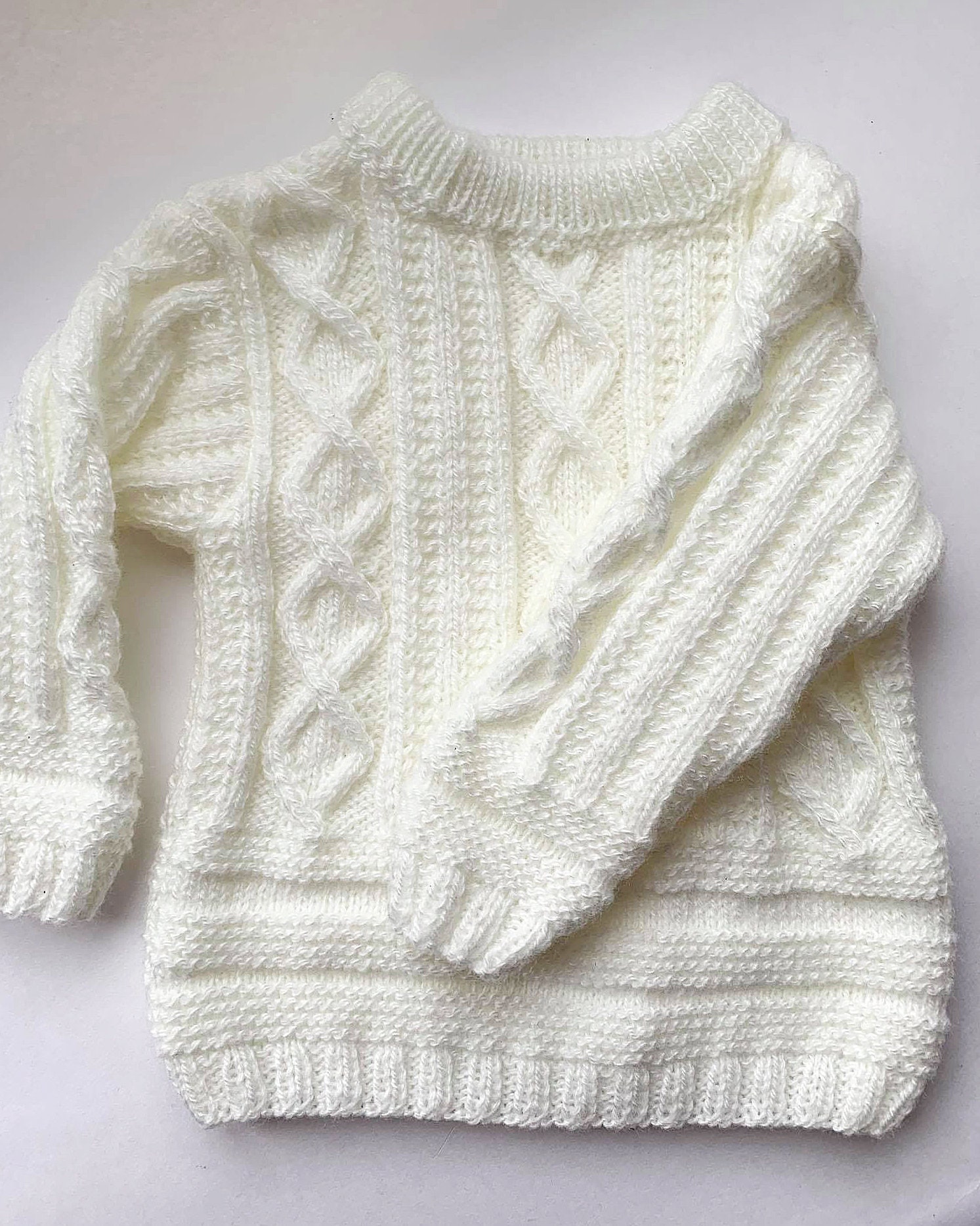 White baby sweater Hand knit baby sweater Knitted jumper | Etsy