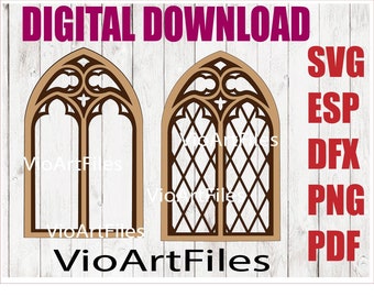 SVG /PNG /DFX Ai Pdf cutting files for gothic tracery window, Instant download file for cutting machine, Laser cut file, Cricut Cnc  file