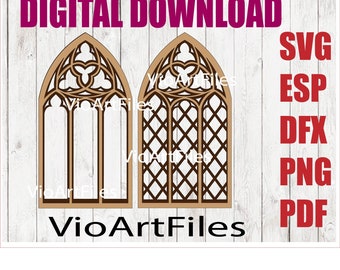 SVG /PNG /DFX Esp Pdf cutting files for gothic tracery window, Instant download file for cutting machine, Laser  file, Cricut Cnc Glowforge