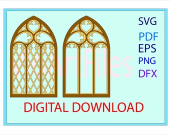 Gothic tracery window template SVG /PNG /DFX Ai Pdf cutting files  Instant download file for cutting machine, Laser cut file, Cricut Cnc