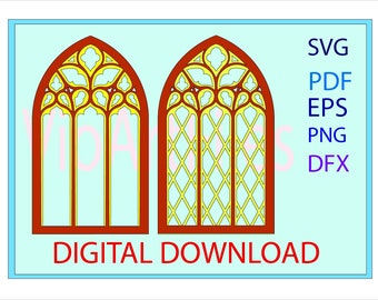 SVG /PNG /DFX Ai Pdf cutting files for gothic tracery window, Instant download file for cutting machine, Laser cut file, Cricut Cnc  file