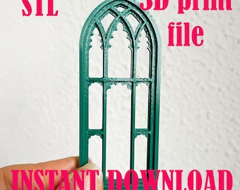 Archivo STL de ventana gótica, impresión 3D de arquitectura de casa de muñecas, ventana de modelo, plantilla de impresión de terreno de juego