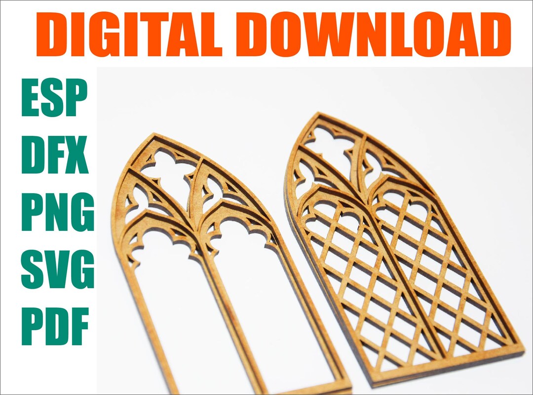 SVG /PNG /DFX Ai Pdf Cutting Files for Gothic Tracery Window, Instant ...