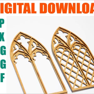 SVG/PNG/DFX Ai Pdf-skärfiler för gotiskt traceryfönster, direktnedladdningsbar fil för skärmaskin, laserskuren fil, Cricut CNC-fil