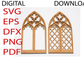 SVG /PNG /DFX Ai Pdf cutting files for gothic tracery window, Instant download file for cutting machine, Laser cut file, Cricut Cnc  file