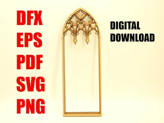 SVG /PNG /DFX Esp Pdf cutting files for gothic tracery window, Instant download file for cutting machine, Laser cut file, Cricut Cnc  file