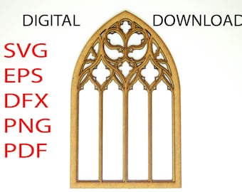 SVG /PNG /DFX Ai Pdf cutting files for gothic tracery window, Instant download file for cutting machine, Laser cut file, Cricut Cnc  file