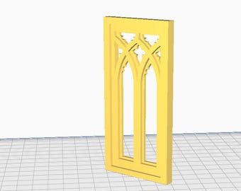 Archivo STL de ventana gótica, impresión 3D de arquitectura de casa de muñecas, ventana de modelo, plantilla de impresión de terreno de juego