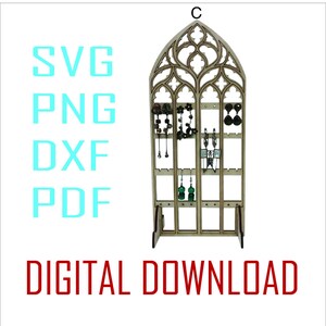 SVG /PNG /DFX Ai Pdf cutting files for gothic style earring holder, Instant download file for cutting machine, Laser cut file, Cricut, Cnc