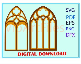 SVG /PNG /DFX Ai Pdf cutting files for gothic tracery window, Instant download file for cutting machine, Laser cut file, Cricut Cnc  file
