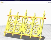 Miniature fence STL file, Dollhouse railing  3D print, Model balcony, Game terrain  printing template, 1:12 scale stl
