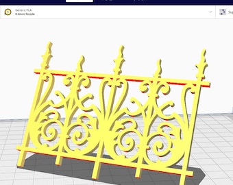 Miniature fence STL file, Dollhouse railing  3D print, Model balcony, Game terrain  printing template, 1:12 scale stl