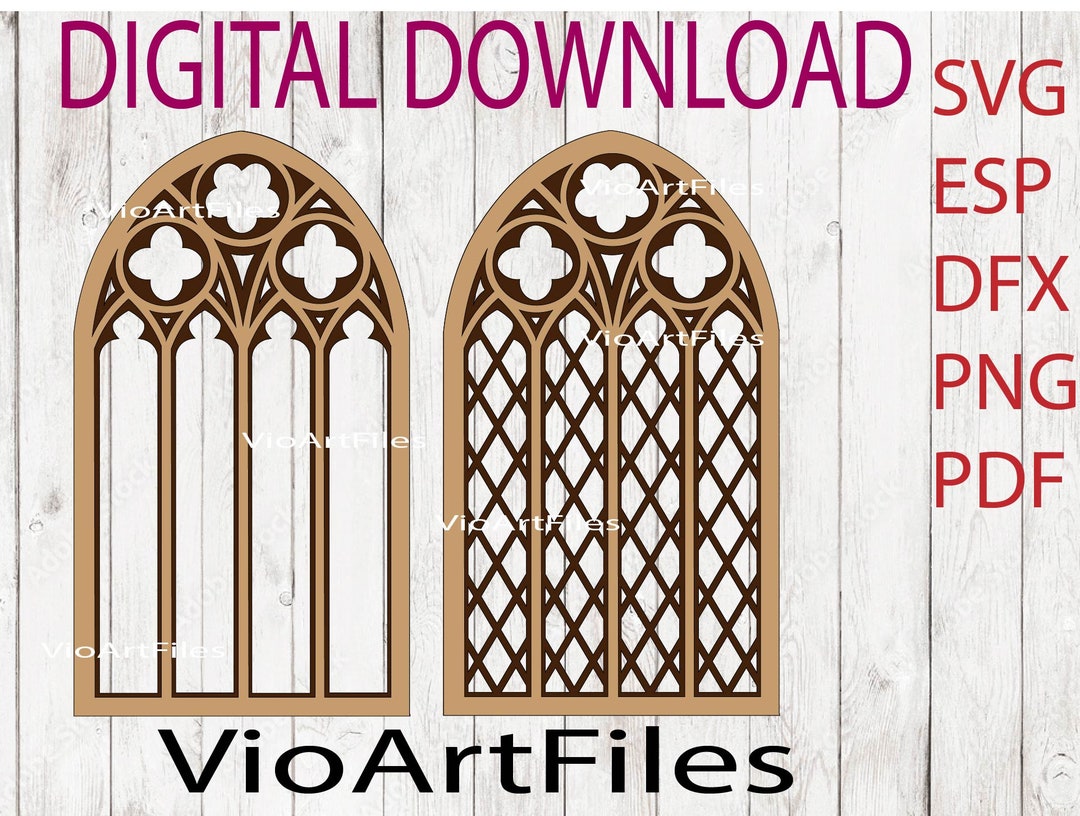 SVG /PNG /DFX Ai Pdf Cutting Files for Gothic Tracery Window, Instant ...