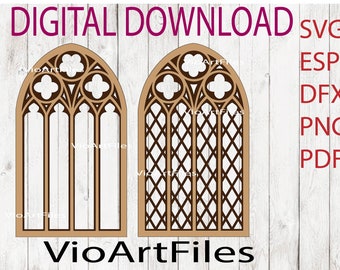 SVG /PNG /DFX Ai Pdf cutting files for gothic tracery window, Instant download file for cutting machine, Laser cut file, Cricut Cnc  file