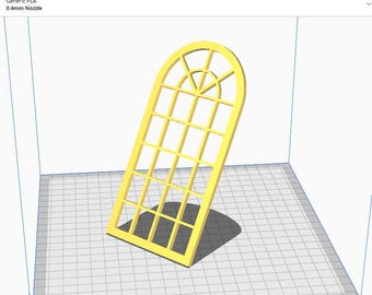 Archivo STL de ventana victoriana, impresión 3D de arquitectura de casa de muñecas, ventana de modelo, plantilla de impresión de terreno de juego, ventana en miniatura imprimible
