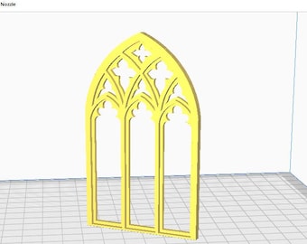 Cathedral window STL file, Dollhouse architecture  3D printing file, Gothic arch printing template