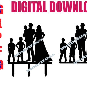 SVG /DFX /PNG Esp  Pdf cutting files for Wedding cake topper silhouette, Family silhouette, Laser cut file, Cricut Cnc  file