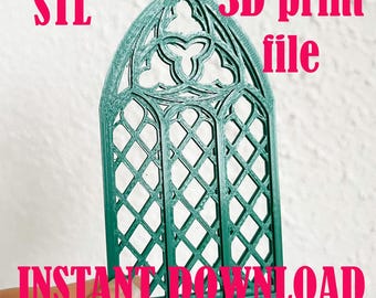 Gothic window STL file, Dollhouse architecture  3D printing file, Catherdal arch printing template