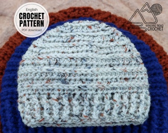 CROCHET PATTERN X Crochet Ribbed Hat Pattern, English PDF Download, Adult and Child Sizes