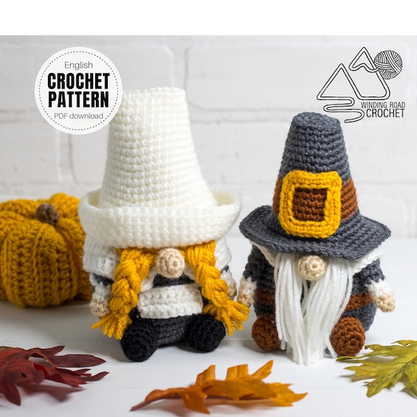 CROCHET PATTERN X Crochet Pilgrim Gnomes, English PDF Download, Holiday Gnome Pattern