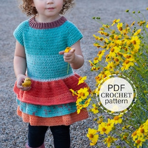 Crochet Toddler Sweater Pattern, Ruffle Crochet Sweater Dress Tutorial, English PDF Download, image 1