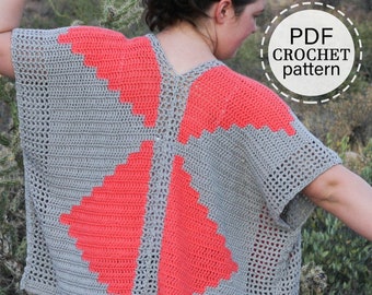 CROCHET PATTERN x Crochet Southwest Kimono Pattern, Crochet Cardigan Pattern, Crochet Kimono English Download, PDF Pattern Only