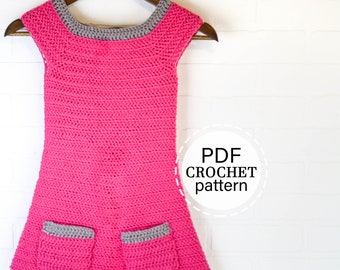 CROCHET PATTERN x Crochet Sweater Dress Pattern, Dress Crochet Pattern, English Download Pdf Pattern, Sizes 6m-Girl's XL