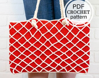 CROCHET PATTERN x Crochet Nautical Bag Pattern, Crochet Bag Pattern Download, Modern Crochet tote, English PDF pattern only, English