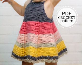 Crochet Toddler Dress Pattern, Crochet Baby Dress Pattern for 12m, 18m, 24m, English PDF Download, Crochet Sun Dress tutorial