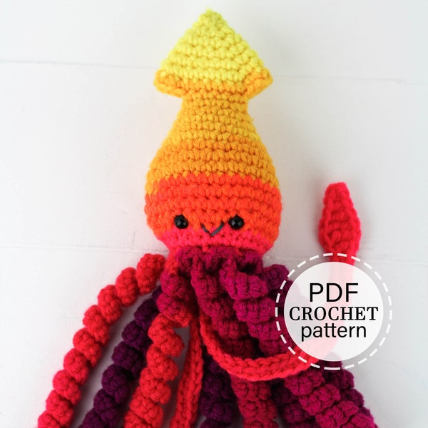 CROCHET PATTERN x Crochet Amigurumi Squid Pattern, Preemie Squid Tutorial, English Download, PDF crochet pattern,