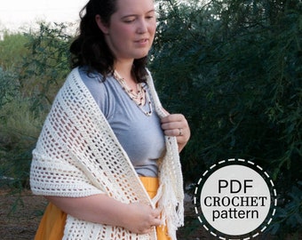 Modern Boho Crochet Shawl Pattern, English Download, Crochet Shoulder Wrap Tutorial, Crochet Wrap, Rectangle Shawl, PDF PATTERN ONLY
