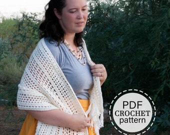 Modernes Boho Häkeltuch Muster, Englisch Download, Anleitung für Schulter wickeln, Häkeltuch, Rechteck Schal, PDF PATTERN ONLY