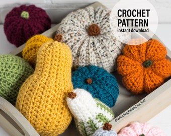 CROCHET PATTERN X Crochet Pumpkins and Gourds Pattern, English PDF Download, Crochet Fall Decoration Pattern