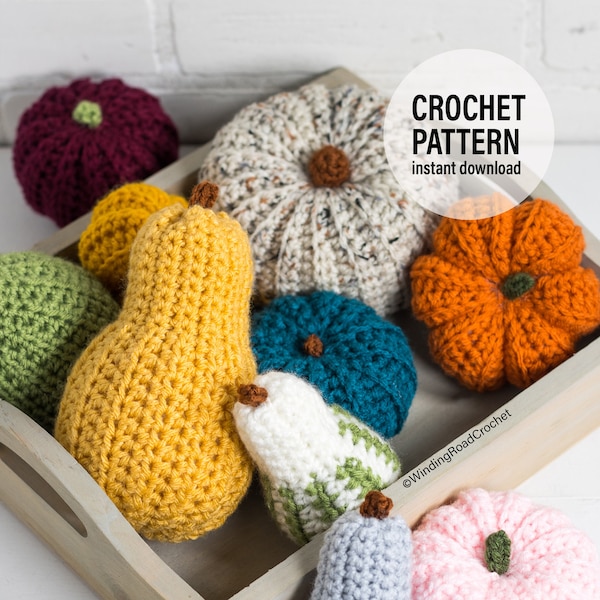CROCHET PATTERN X Crochet Pumpkins and Gourds Pattern, English PDF Download, Crochet Fall Decoration Pattern
