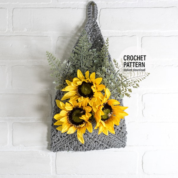 CROCHET PATTERN X Crochet Hanging Wall Basket Pattern, English PDF Download, Crochet Pocket Wall Hanging Pattern