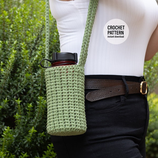 CROCHET PATTERN X Crochet Water Bottle Holder Pattern, English PDF Download, English Crochet Pattern, Crochet Bottler Carrier