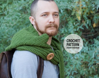 CROCHET Pattern X Wanderer's Hooded Scarf, English PDF Download, Adult Size