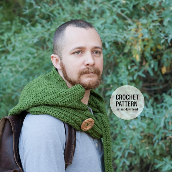 CROCHET Pattern X Wanderer's Hooded Scarf, English PDF Download, Adult Size