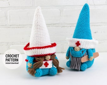 CROCHET PATTERN X Nurse and Doctor Gnome X English PDF Pattern only
